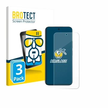 Front side of a product packaging with the brand logo BROTECT. Next to it is the device realme C85 shown with the correspondin