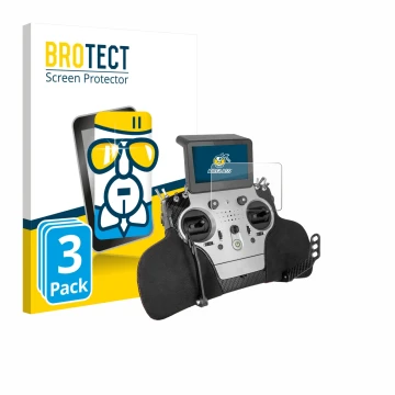 Front side of a product packaging with the brand logo BROTECT. Next to it is the device PowerBox Systems Core shown with the c