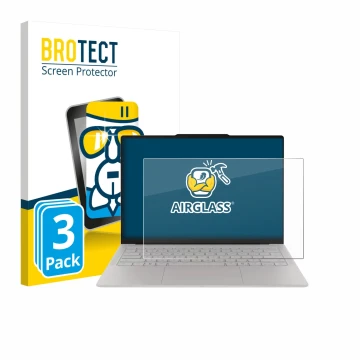 Front side of a product packaging with the brand logo BROTECT. Next to it is the device Lenovo Yoga Slim 7i Ultra Gen 11 Aura 