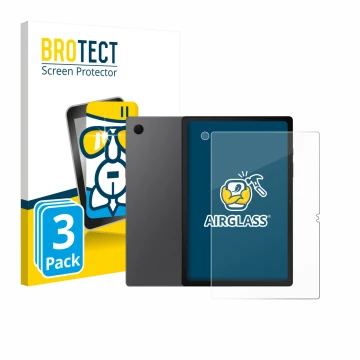 Front side of a product packaging with the brand logo BROTECT. Next to it is the device Samsung Galaxy Tab A8 (Front+Camera) s