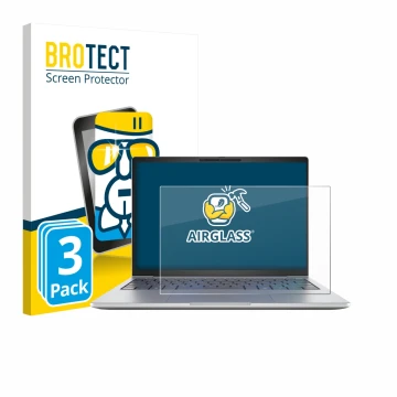 Front side of a product packaging with the brand logo BROTECT. Next to it is the device HP EliteBook 8 G1i 13