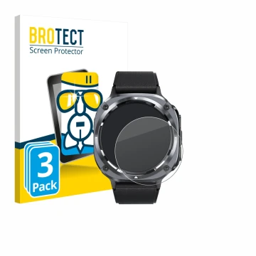 Front side of a product packaging with the brand logo BROTECT. Next to it is the device TIMU S90 1.45