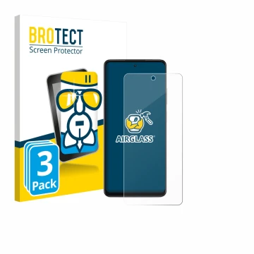 Front side of a product packaging with the brand logo BROTECT. Next to it is the device Oppo A5x 4G shown with the correspondi