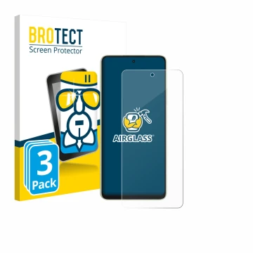 Front side of a product packaging with the brand logo BROTECT. Next to it is the device Oppo A5 Energy shown with the correspo