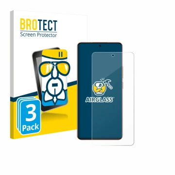 Front side of a product packaging with the brand logo BROTECT. Next to it is the device realme P4 Pro 5G shown with the corres