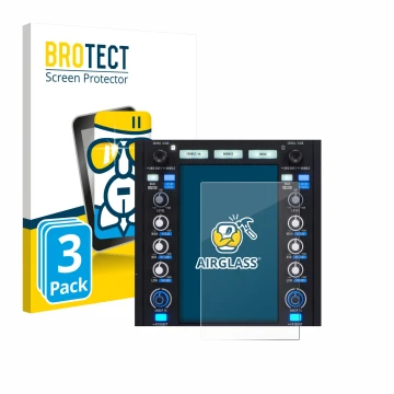 Front side of a product packaging with the brand logo BROTECT. Next to it is the device Rane System One shown with the corresp