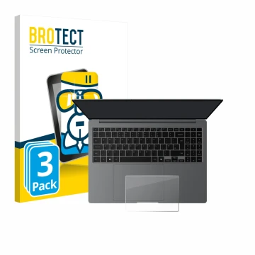 Front side of a product packaging with the brand logo BROTECT. Next to it is the device Samsung Galaxy Book5 Pro 16