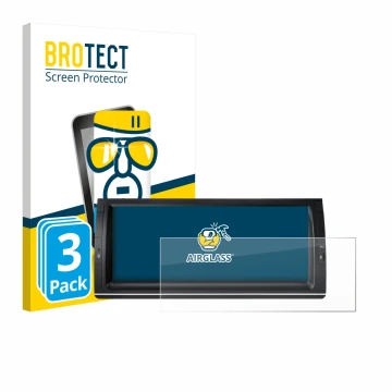 Front side of a product packaging with the brand logo BROTECT. Next to it is the device Xtrons PX1453BLHGS 10.25
