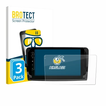 Front side of a product packaging with the brand logo BROTECT. Next to it is the device Dynavin D9-DF432 9