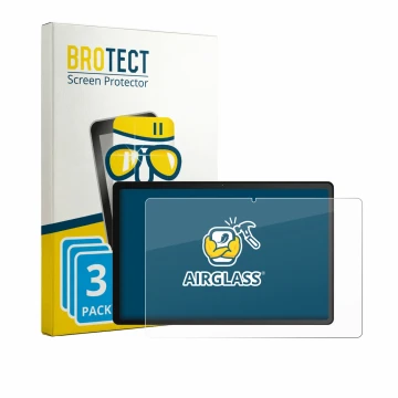 Front side of a product packaging with the brand logo BROTECT. Next to it is the device Whitedeer WHTG1301 10.1
