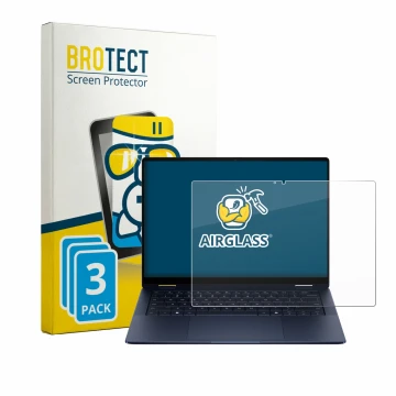 Front side of a product packaging with the brand logo BROTECT. Next to it is the device HP EliteBook X Flip G2i 14