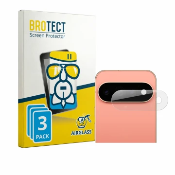 Front side of a product packaging with the brand logo BROTECT. Next to it is the device Google Pixel 11 Pro (ONLY Camera Lens)