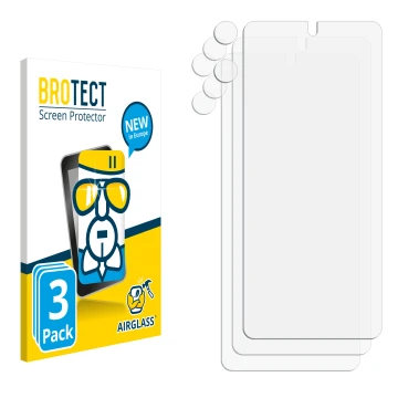 Front side of a product packaging with the brand logo BROTECT. Next to it is the corresponding screen protector.