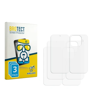 Front side of a product packaging with the brand logo BROTECT. Next to it is the corresponding screen protector.
