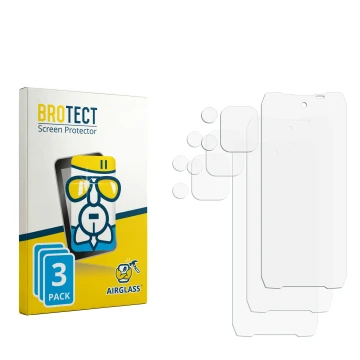 Front side of a product packaging with the brand logo BROTECT. Next to it is the corresponding screen protector.