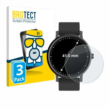 Front side of a product packaging with the brand logo BROTECT. Next to it is the device Watches (Circular, ø: 41 mm) shown wit