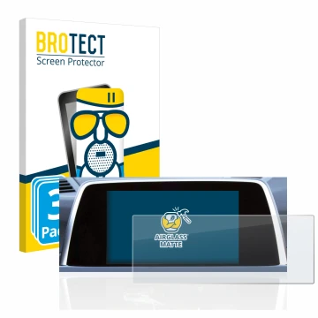 Front side of a product packaging with the brand logo BROTECT. Next to it is the device BMW 6 F13 Coupe 2011 iDrive Pro 10.2