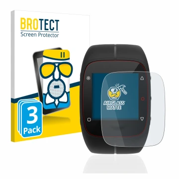Front side of a product packaging with the brand logo BROTECT. Next to it is the device Polar M400 shown with the correspondin