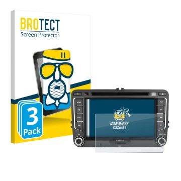 Front side of a product packaging with the brand logo BROTECT. Next to it is the device Zenec E>Go 7