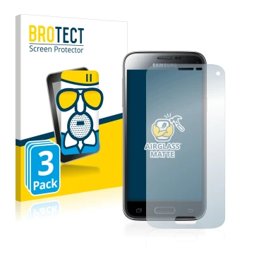 Front side of a product packaging with the brand logo BROTECT. Next to it is the device Samsung Galaxy S5 Mini SM-G800F shown 