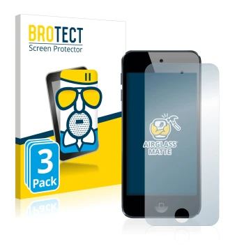 Front side of a product packaging with the brand logo BROTECT. Next to it is the device Apple iPod Touch (6th. Gen.) shown wit