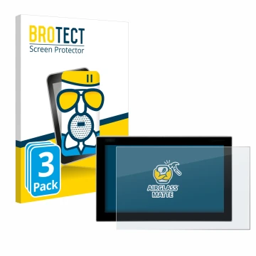 Front side of a product packaging with the brand logo BROTECT. Next to it is the device Siemens Simatic Flat Panel 12