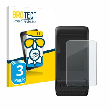 Front side of a product packaging with the brand logo BROTECT. Next to it is the device Garmin vivoactive HR shown with the co