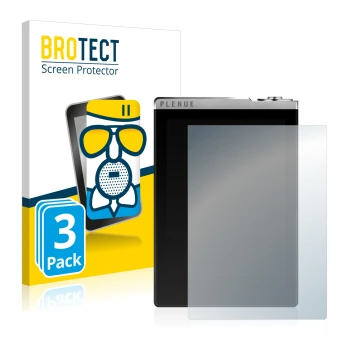 Front side of a product packaging with the brand logo BROTECT. Next to it is the device Cowon Plenue D shown with the correspo