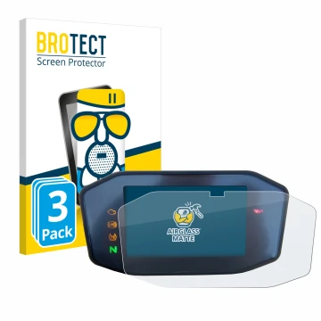 Front side of a product packaging with the brand logo BROTECT. Next to it is the device KTM 690 Duke 2016 shown with the corre