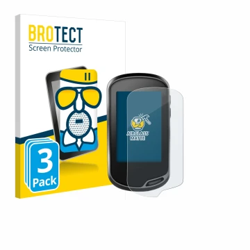 Front side of a product packaging with the brand logo BROTECT. Next to it is the device Garmin Oregon 700 shown with the corre