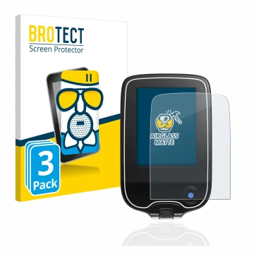 Front side of a product packaging with the brand logo BROTECT. Next to it is the device Freestyle Libre shown with the corresp