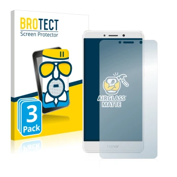 Front side of a product packaging with the brand logo BROTECT. Next to it is the device Honor 6X shown with the corresponding 