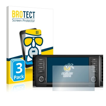 Front side of a product packaging with the brand logo BROTECT. Next to it is the device Seat Ateca 2016 Media System Plus 8