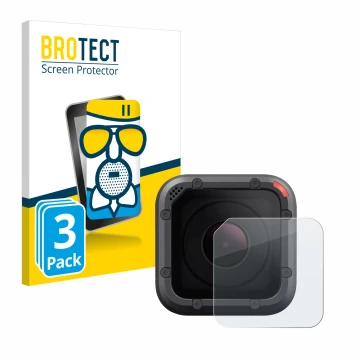 Front side of a product packaging with the brand logo BROTECT. Next to it is the device GoPro Hero 5 Session Lens (housing) sh