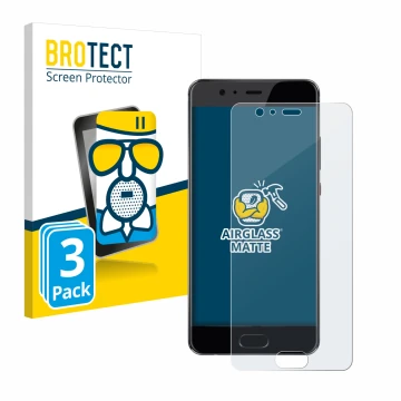 Front side of a product packaging with the brand logo BROTECT. Next to it is the device Huawei P10 Plus shown with the corresp