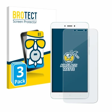 Front side of a product packaging with the brand logo BROTECT. Next to it is the device Xiaomi Redmi 4X shown with the corresp