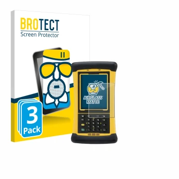Front side of a product packaging with the brand logo BROTECT. Next to it is the device Trimble Nomad 1050XE shown with the co