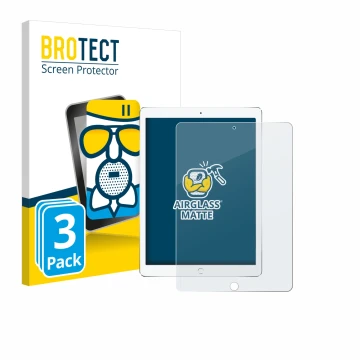 Front side of a product packaging with the brand logo BROTECT. Next to it is the device Apple iPad Pro 10.5