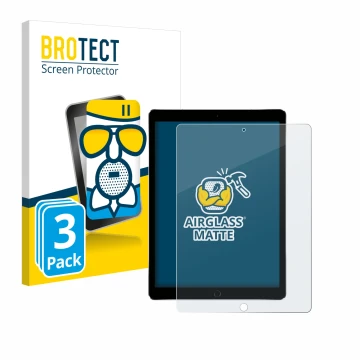 Front side of a product packaging with the brand logo BROTECT. Next to it is the device Apple iPad Pro 12.9
