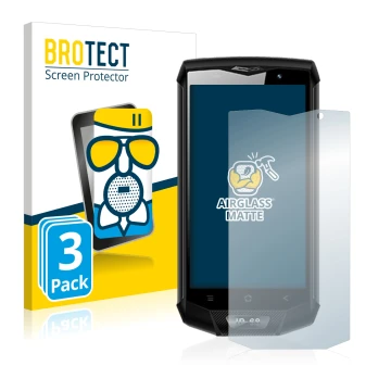 Front side of a product packaging with the brand logo BROTECT. Next to it is the device Blackview BV8000 Pro shown with the co