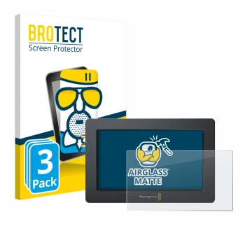 Front side of a product packaging with the brand logo BROTECT. Next to it is the device Blackmagic Design Video Assist (5.0) s