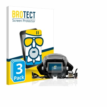 Front side of a product packaging with the brand logo BROTECT. Next to it is the device KTM 1290 Super Adventure S 2017 Speedo