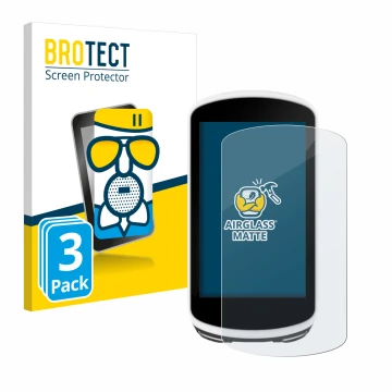 Front side of a product packaging with the brand logo BROTECT. Next to it is the device Garmin Edge 1030 shown with the corres