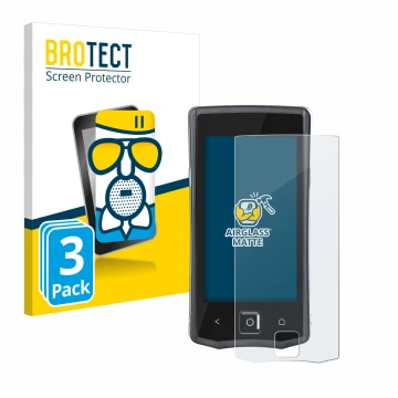 Front side of a product packaging with the brand logo BROTECT. Next to it is the device Orderman 7 shown with the correspondin