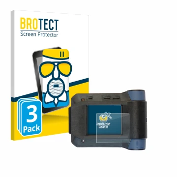 Front side of a product packaging with the brand logo BROTECT. Next to it is the device Swissphone s.Quad X15 shown with the c
