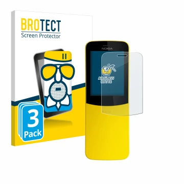 Front side of a product packaging with the brand logo BROTECT. Next to it is the device Nokia 8110 shown with the correspondin