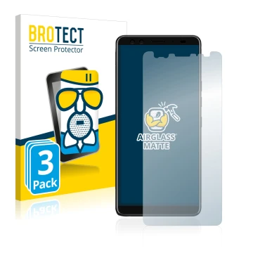 Front side of a product packaging with the brand logo BROTECT. Next to it is the device HTC U12 Plus shown with the correspond