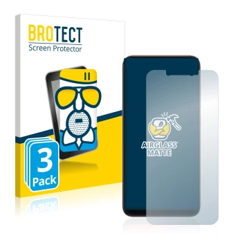 Front side of a product packaging with the brand logo BROTECT. Next to it is the device Xiaomi Mi 8 shown with the correspondi