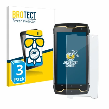 Front side of a product packaging with the brand logo BROTECT. Next to it is the device Cubot King Kong shown with the corresp