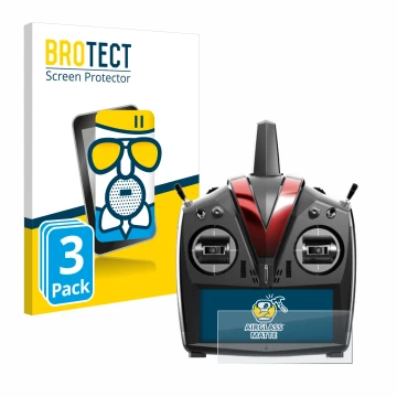 Front side of a product packaging with the brand logo BROTECT. Next to it is the device VBar Control Touch shown with the corr